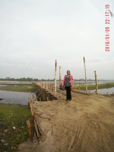 Bamboo bridged over subansiri river Majuli