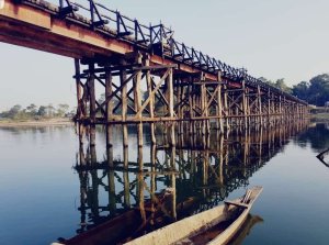 Newsmoni Bridge over luit river Wooden Bridge named newsmoni over luit river in Majuli