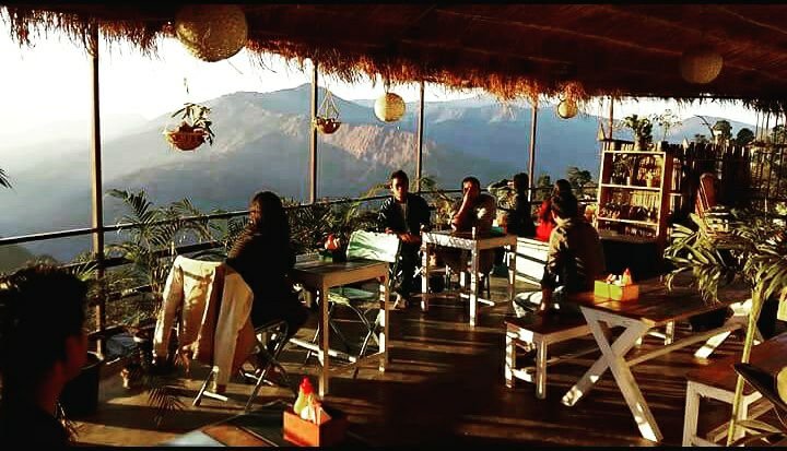 Roof top view of art cafe in kalimpong